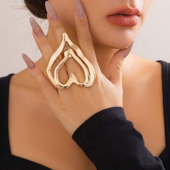 Gold Heart Statement Ring - Picture 2 of 5